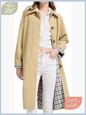 Waterproof Single Breasted Trench Coat Lightweight Rain Jacket with Deep Pockets